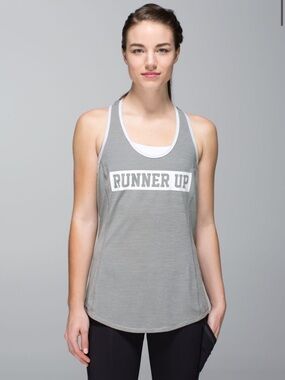 EUC - Lululemon Runner Up tank - Gray Racerback Ruched tank top